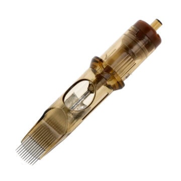 Tattoo cartridge needle for professional tattooing equipment.