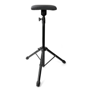 Professional tattoo artist stool with adjustable height and sturdy tripod base.