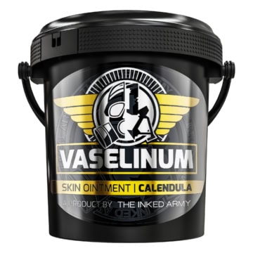 Vaseline Inked Army Calendula tattoo ointment for skin healing.