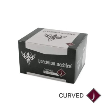 Sterilized curved piercing needles for professional use.