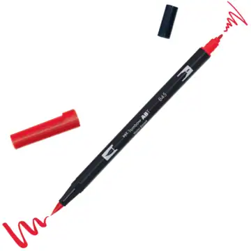 Tombow ABT-845 marker in Carmine with red ink stroke.
