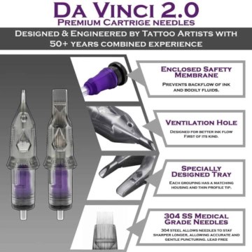 Bishop Da Vinci V2 Cartridge Needles - Round Liner 0.30 - Imagem 2