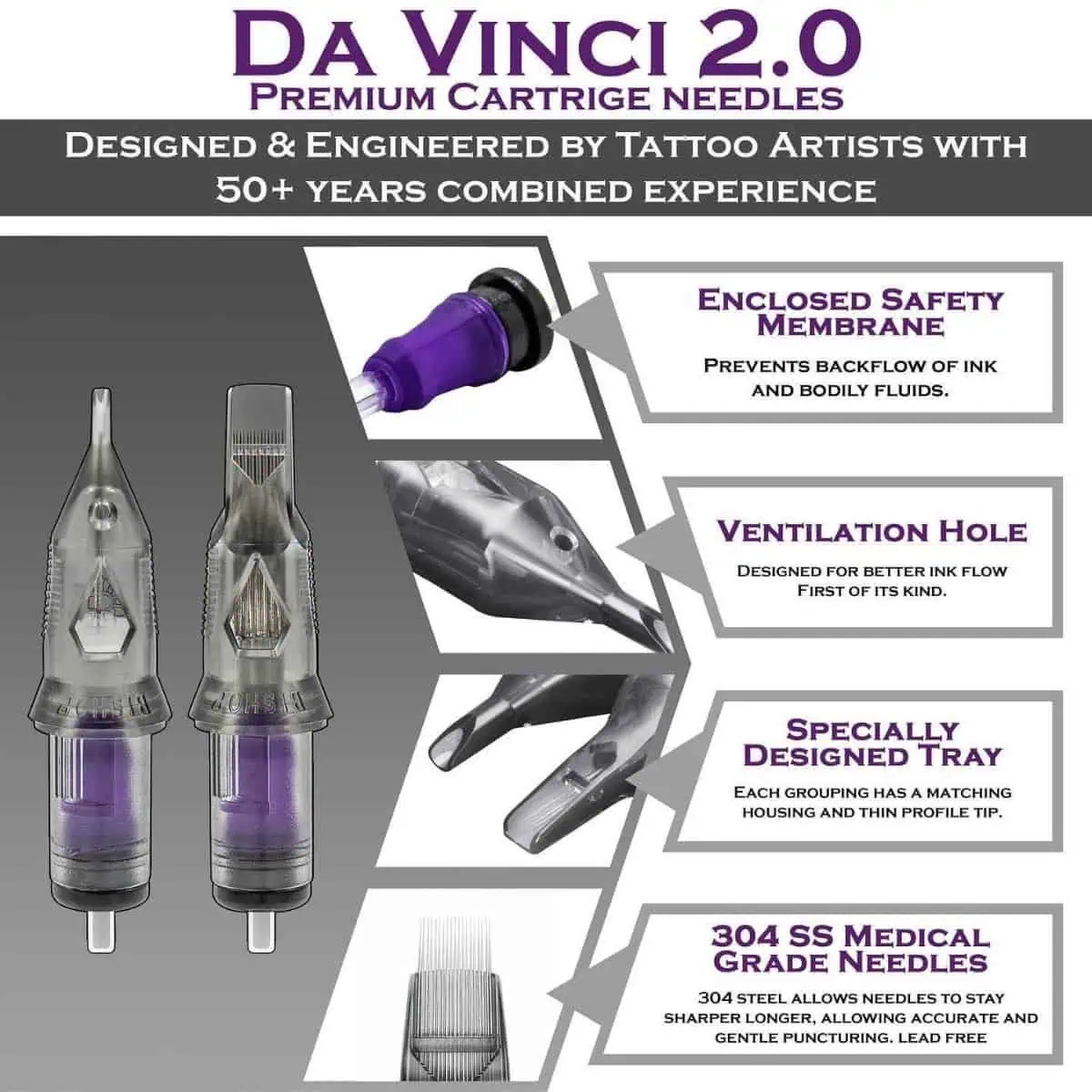 Bishop Da Vinci V2 Cartridge Needles - Round Liner 0.35 2 Bishop Da Vinci V2 Cartridge Needles - Round Liner 0.35 - Image 2