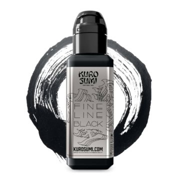 Kuro Sumi Fine Line Black tattoo ink 44ml for professional tattooing.