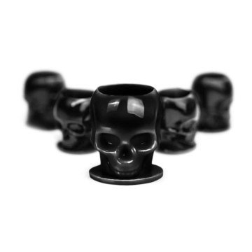 Black skull ink cups for tattooing, 12mm size, professional tattoo supplies.