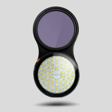 LED tattoo light with adjustable magnifier for tattoo artists.
