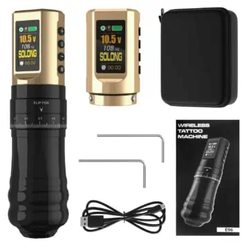 Solong E96 - Black & Gold 15 solong e 96 wireless tattoo machine