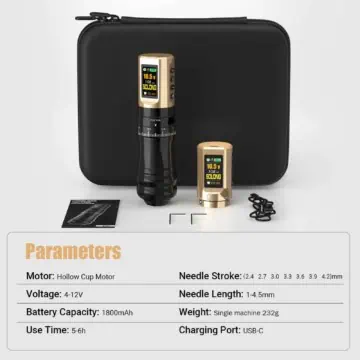 Solong E96 - Black & Gold 13 solong e 96 wireless tattoo machine