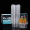 Set of 20 tattoo cartridge cups with colorful ink tips for tattooing.