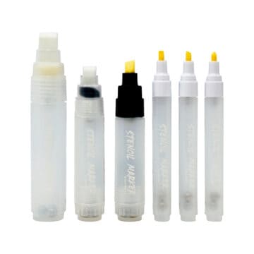Set of refillable stencil lettering markers for tattoo design.