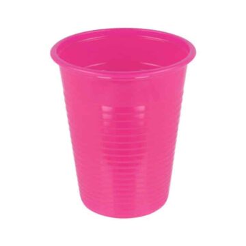 Pink disposable cup for tattoo supplies and hygiene.
