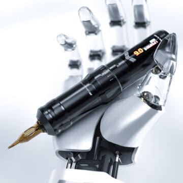 Wireless Neutron2 tattoo machine with digital display and accessories.