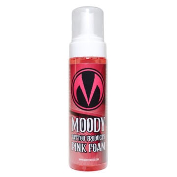 Pink tattoo foam bottle for tattooing supplies.