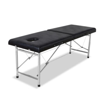 Portable aluminum massage table for tattoo artists and professionals.
