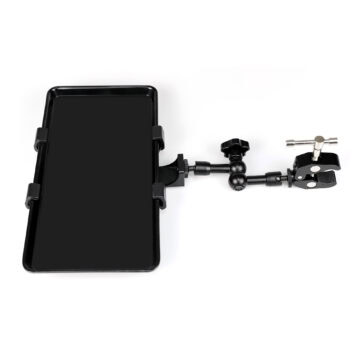 Tattoo support with tray for professional tattooing equipment.