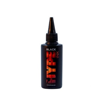 Hype Ink Black 100ml tattoo ink bottle for professional tattooing.