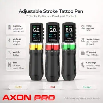 Axon Pro Wireless Tattoo Machine - Black & Green 3 Axon Pro Wireless Tattoo Machine - Black & Green - Imagen 2