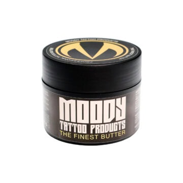 Moody tattoo butter 200ml for skin care and tattooing.