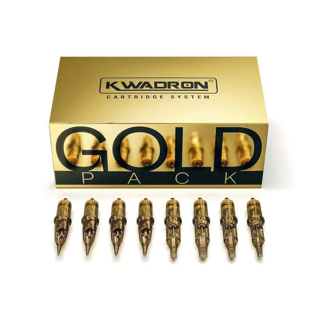Kwadron Gold Pack Cartridge System 4 Cartuchos de tatuagem Kwadron Gold Pack para estúdio de tatuagem.