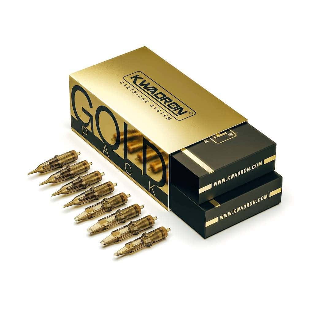 Kwadron Gold Pack Cartridge System 1 Cartuchos de tatuagem Kwadron Gold Pack com agulhas de alta qualidade.