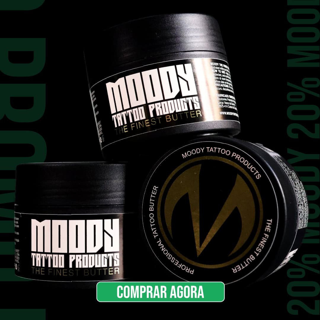 Manteiga de tatuagem Moody Tattoo Products para artistas profissionais.